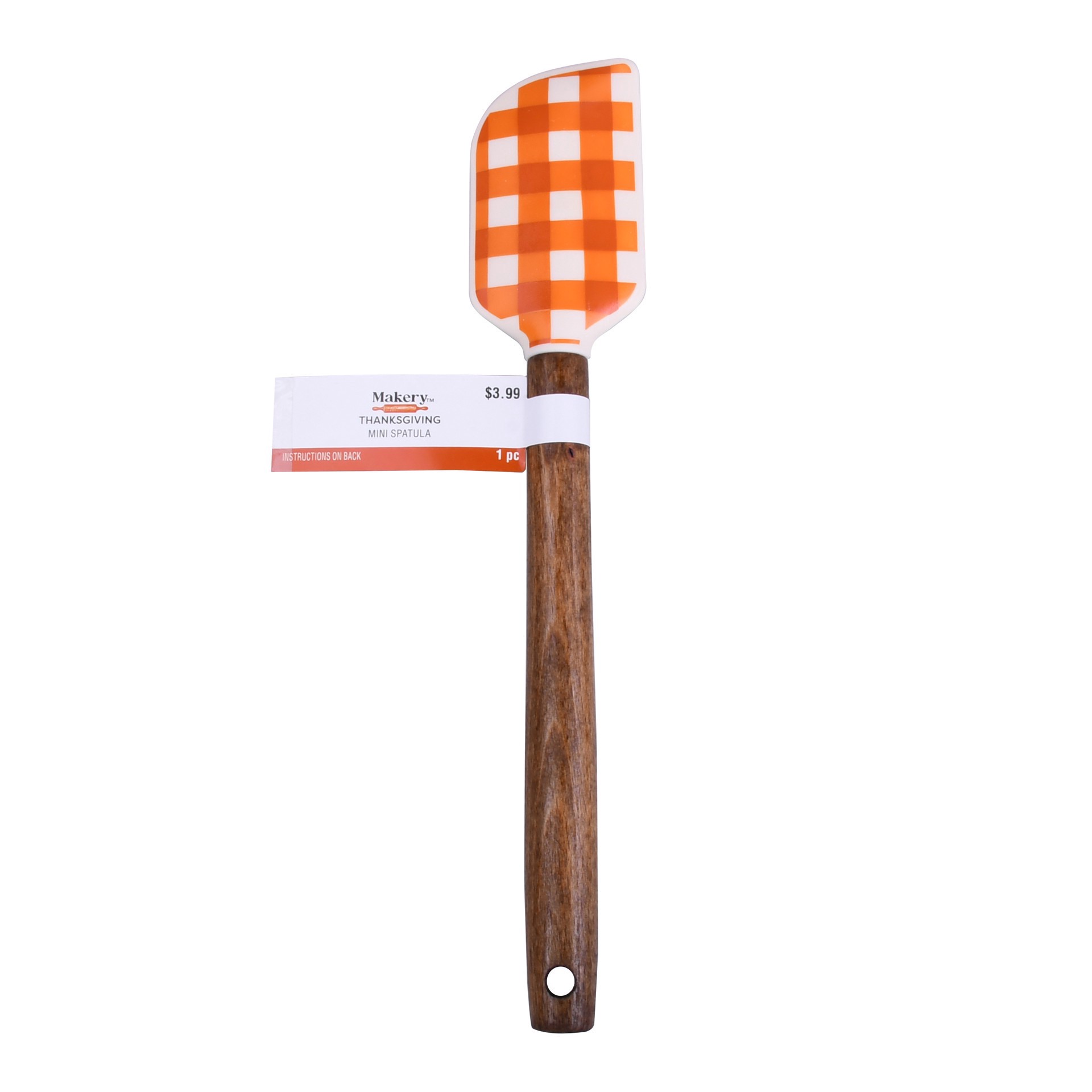 slide 3 of 4, Mini Orange Plaid Spatula By Makery, 8 in