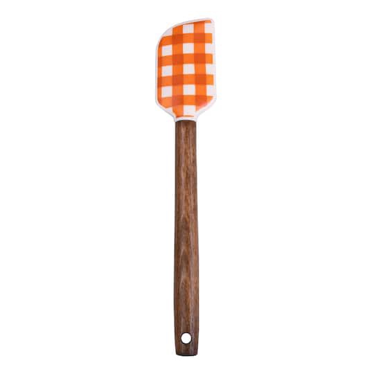slide 1 of 4, Mini Orange Plaid Spatula By Makery, 8 in