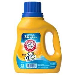 ARM & HAMMER Plus OxiClean Ultra Stain Fighters Liquid Laundry Detergent, Stain Remover for Clothes, Fresh Scent, 25 Loads, 32.5 Fl Oz