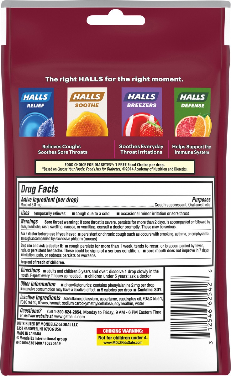 slide 7 of 12, HALLS Relief Black Cherry Sugar Free Cough Drops, 25 Drops, 0.17 lb