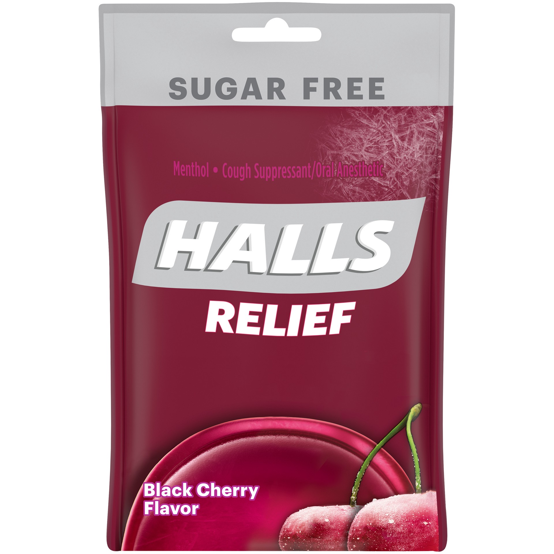 slide 1 of 12, HALLS Relief Black Cherry Sugar Free Cough Drops, 25 Drops, 0.17 lb