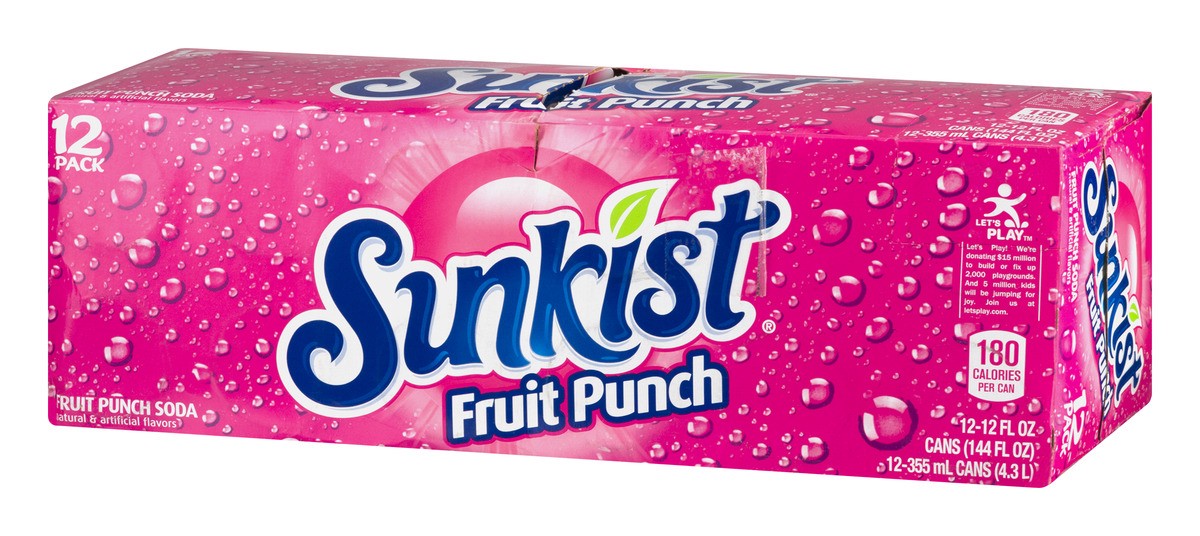 slide 3 of 9, Sunkist Fruit Punch Soda- 12 ct, 12 ct