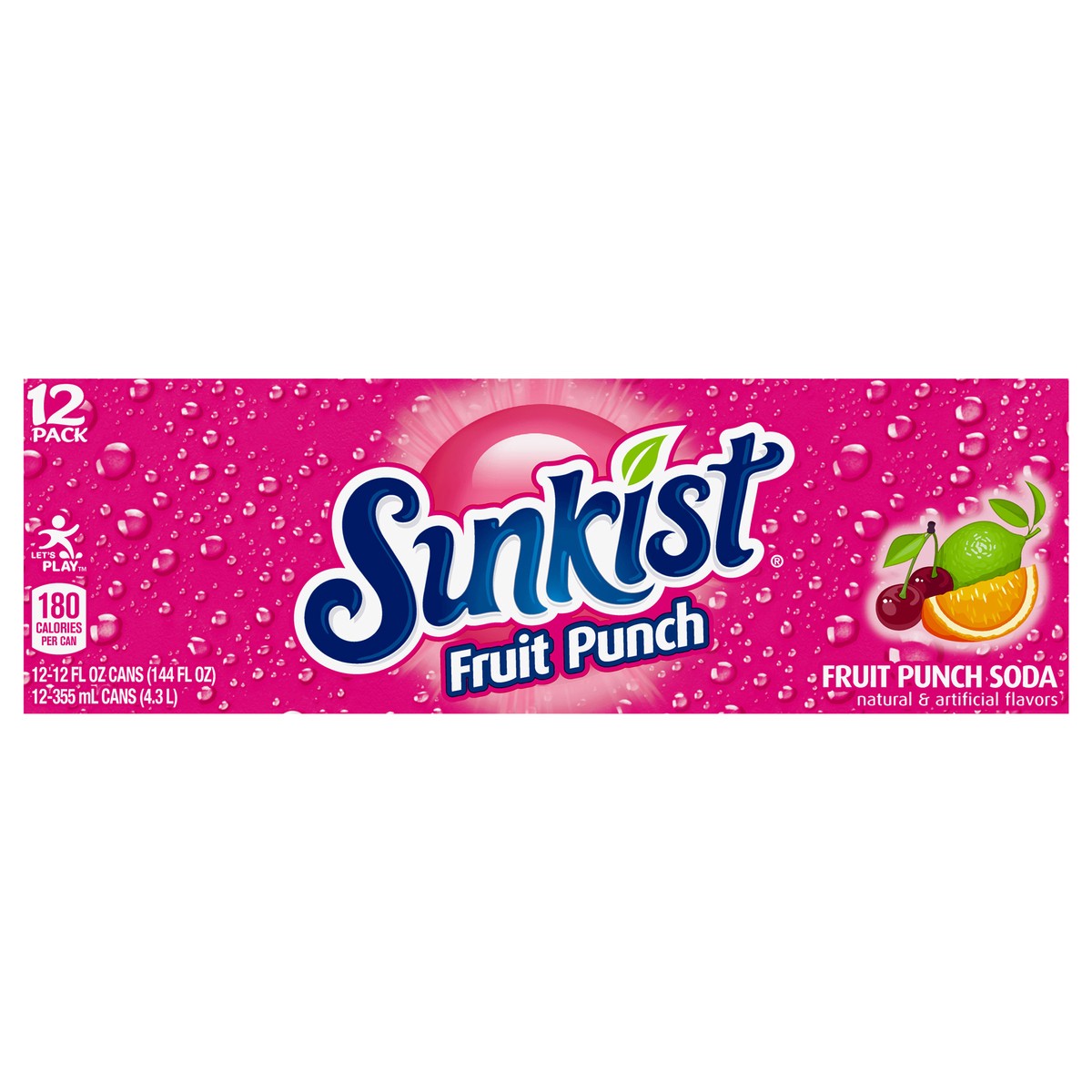 slide 1 of 9, Sunkist Fruit Punch Soda- 12 ct, 12 ct