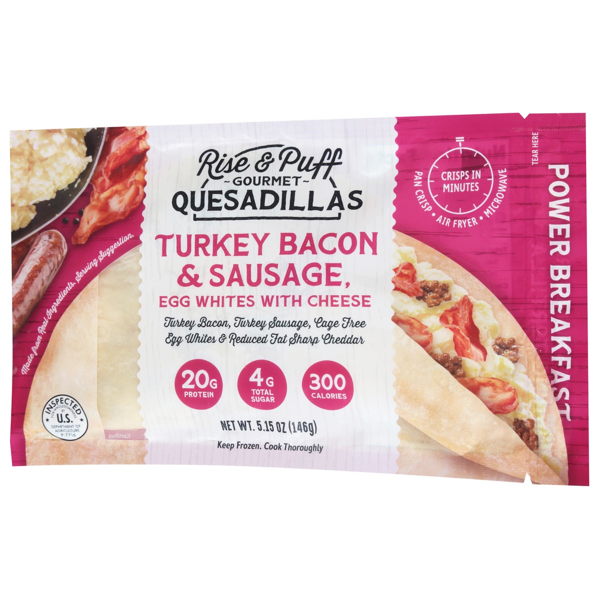 slide 4 of 13, Rise & Puff Gourmet Turkey Bacon & Sausage Quesadillas 5.15 oz, 5.15 oz