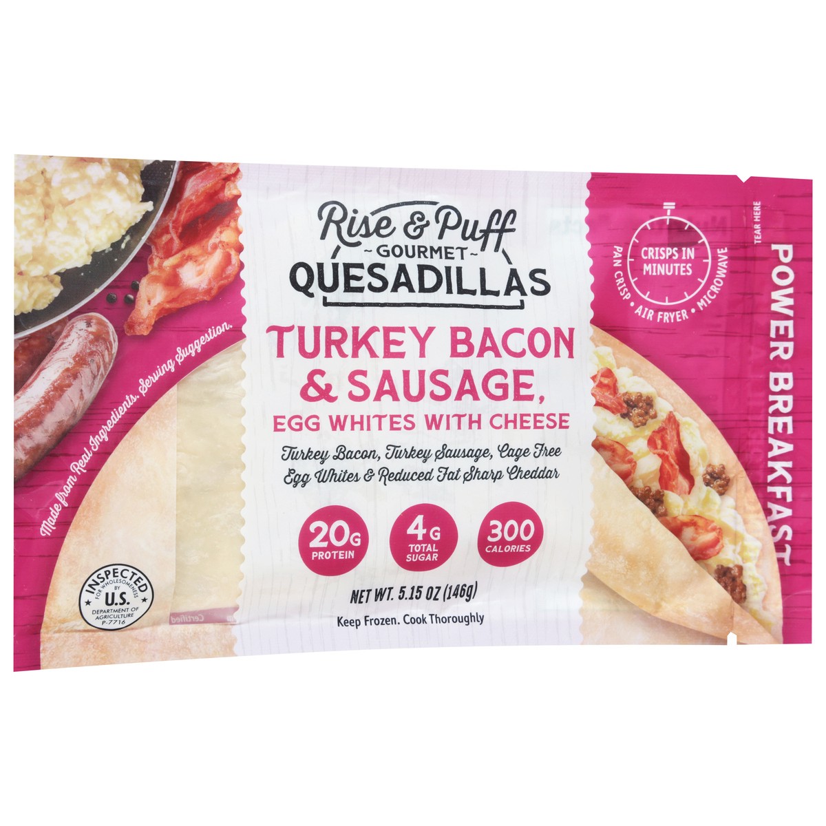 slide 5 of 13, Rise & Puff Gourmet Turkey Bacon & Sausage Quesadillas 5.15 oz, 5.15 oz