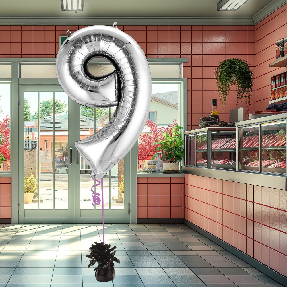 slide 2 of 4, Burton + Burton Number 9 Shape Balloon, 1 ct