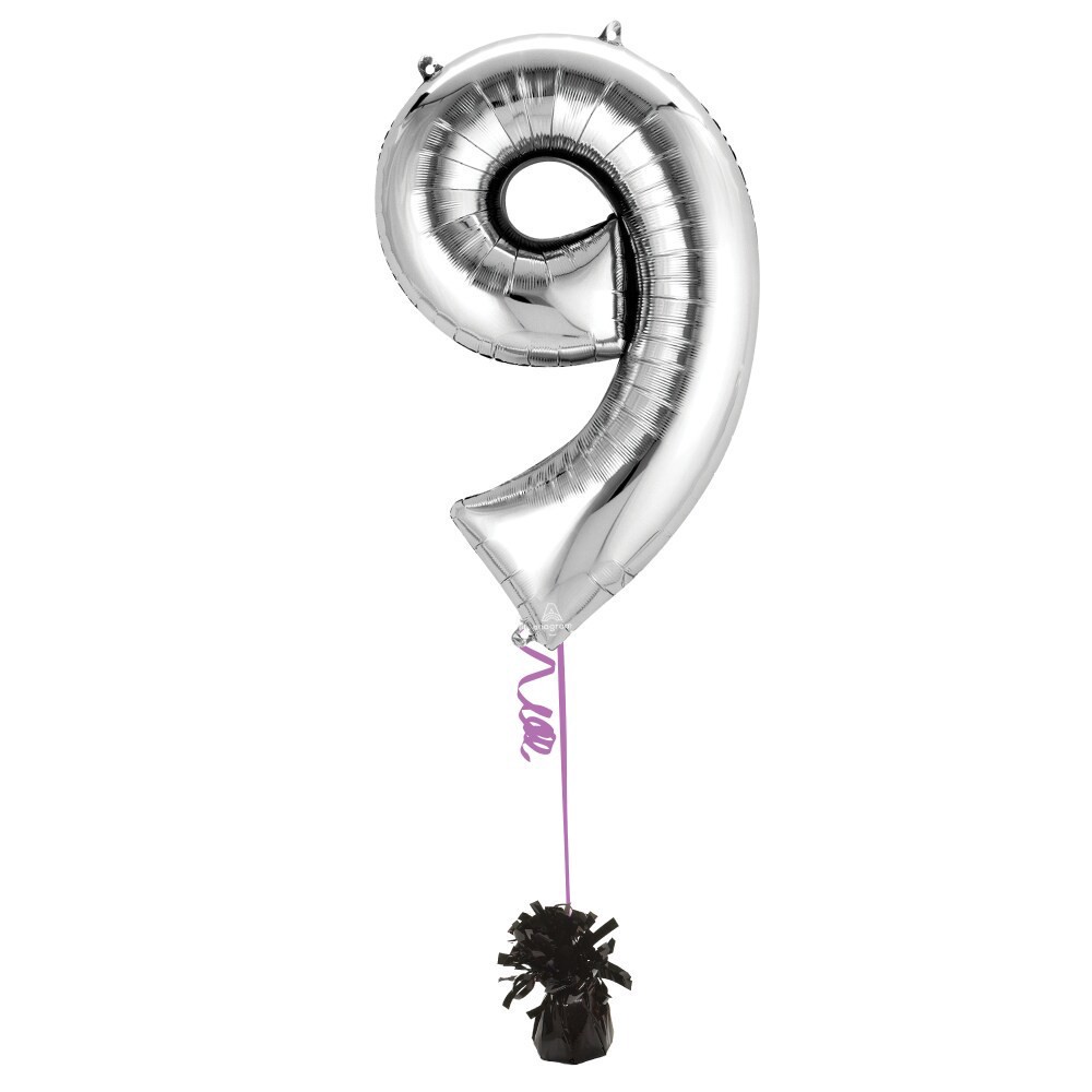 slide 3 of 4, Burton + Burton Number 9 Shape Balloon, 1 ct