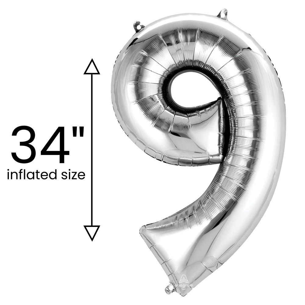 slide 4 of 4, Burton + Burton Number 9 Shape Balloon, 1 ct