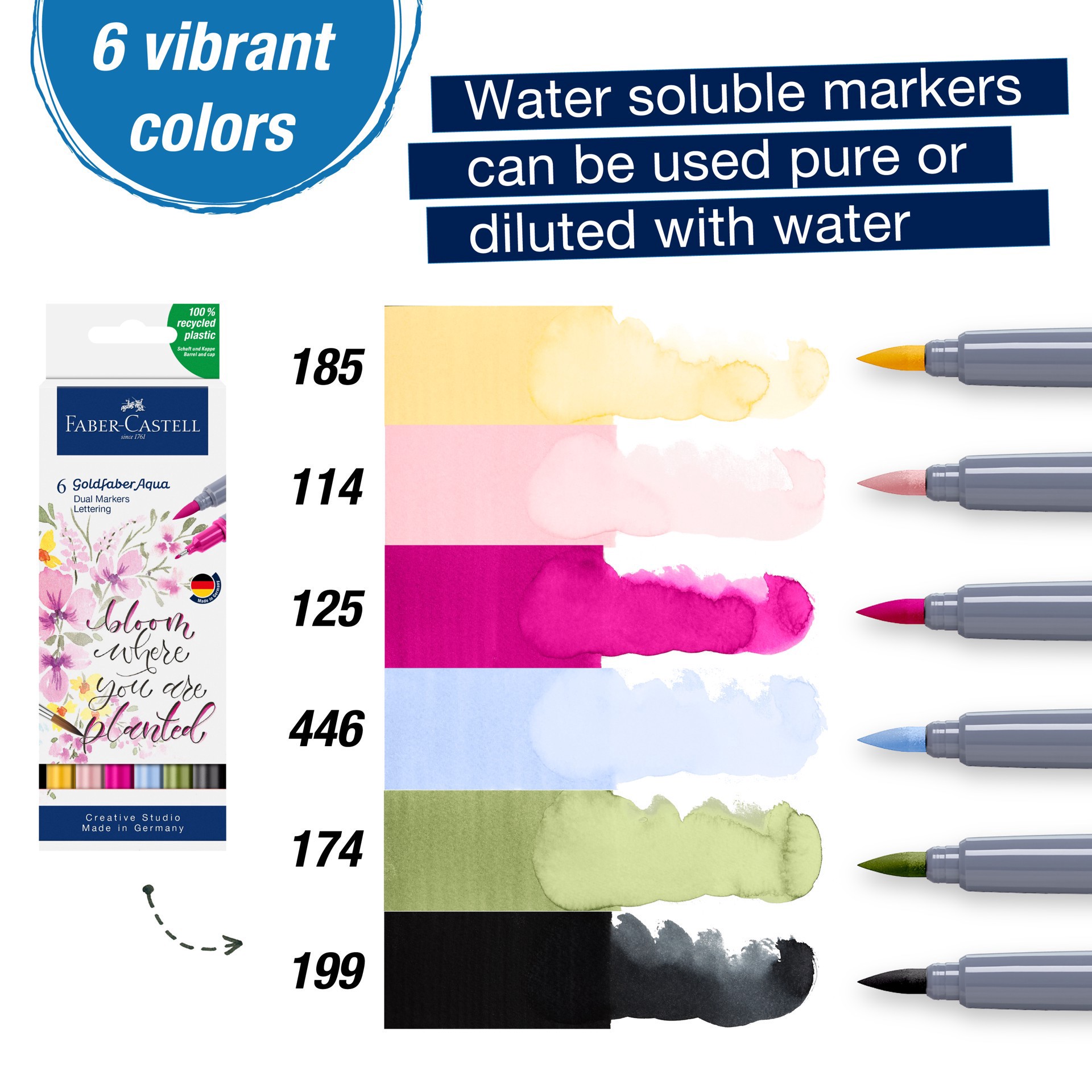 slide 6 of 7, Faber-Castell Goldfaber Aqua Lettering Dual-Tip Marker Set, 1 ct