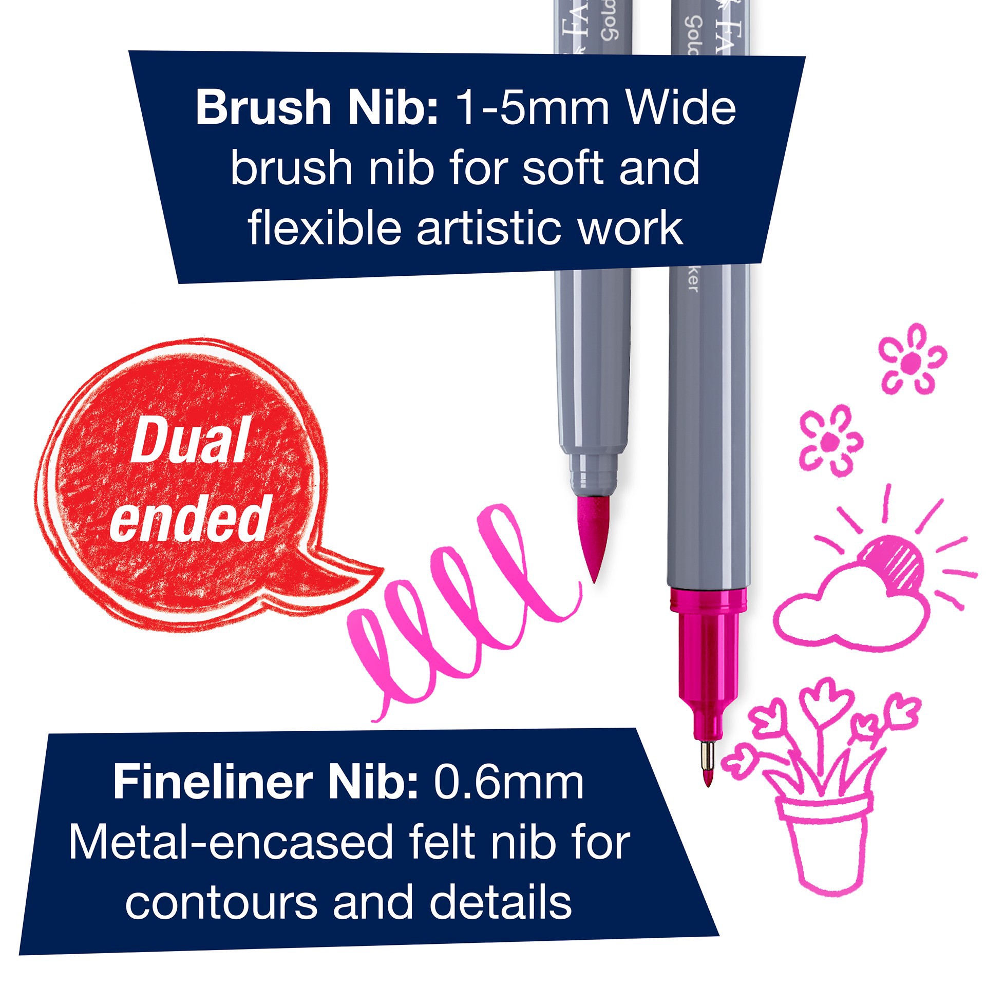 slide 2 of 7, Faber-Castell Goldfaber Aqua Lettering Dual-Tip Marker Set, 1 ct