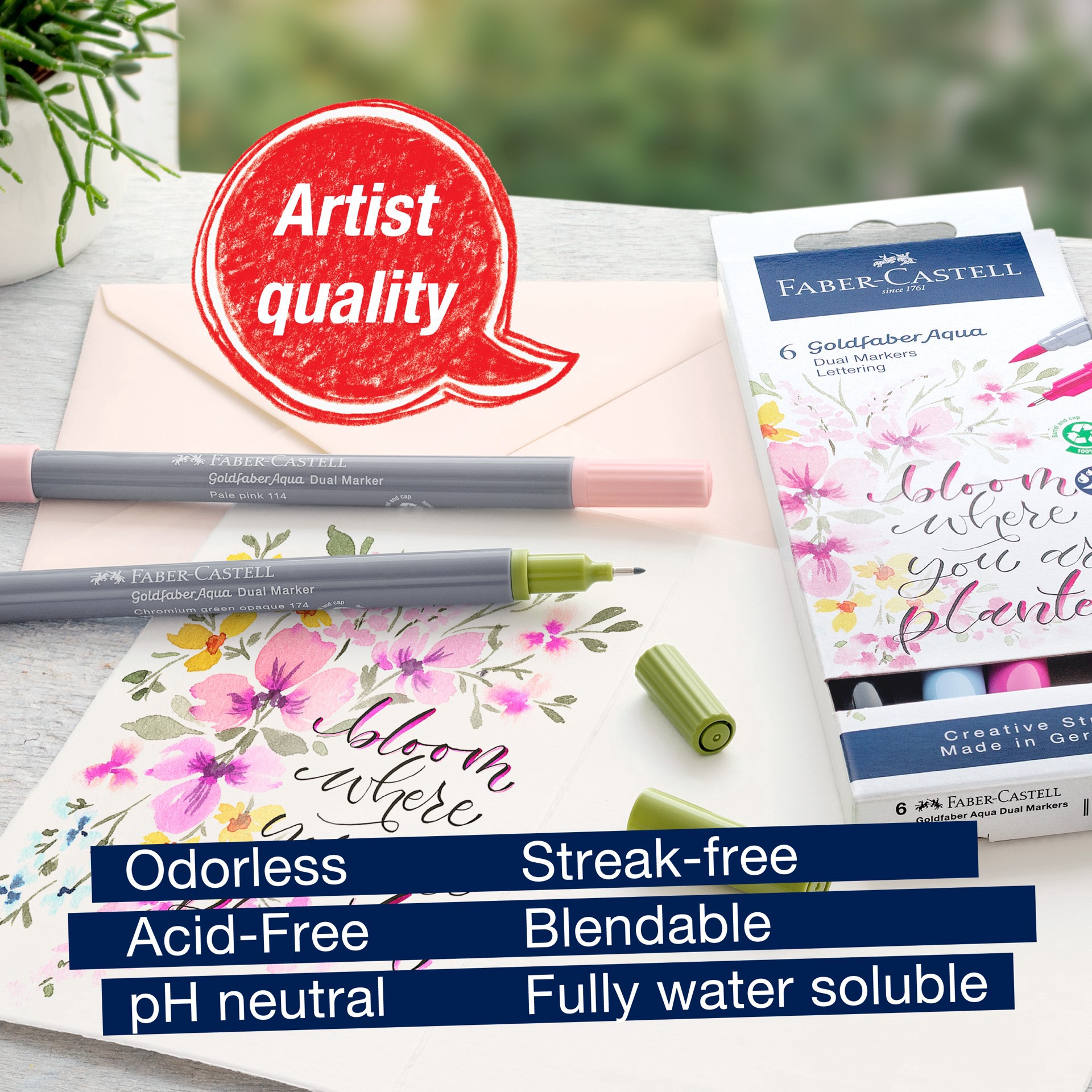 slide 4 of 7, Faber-Castell Goldfaber Aqua Lettering Dual-Tip Marker Set, 1 ct