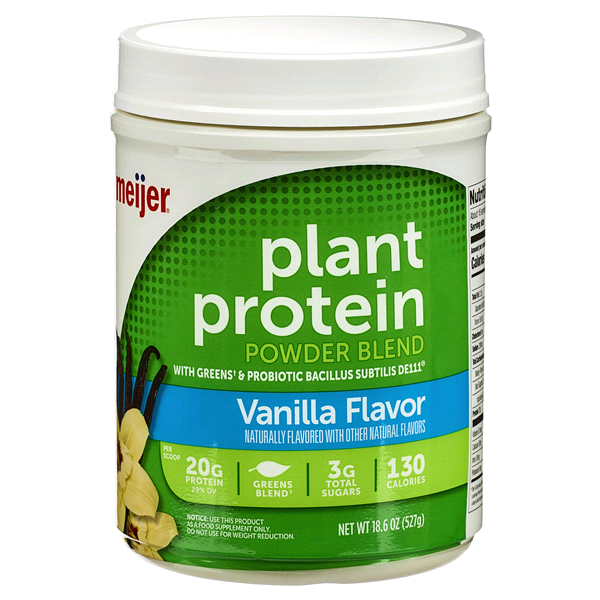 slide 1 of 1, Meijer Plant Protein Powder Blend Vanilla, 18.6 oz