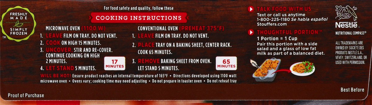 slide 4 of 9, STOUFFER'S Family Size Chicken Fajita Frozen Meal 36oz Box, 30 oz