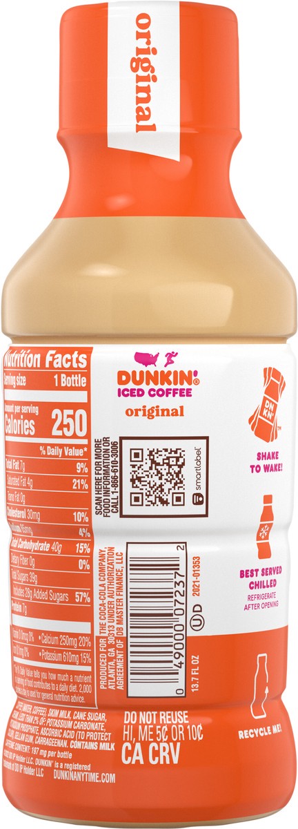 slide 3 of 7, Dunkin' Original Iced Coffee Bottle, 13.7 fl oz, 13.7 fl oz