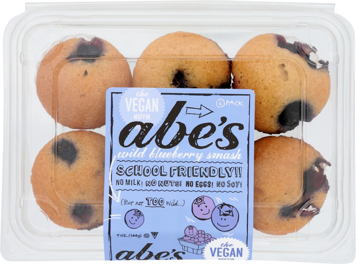 slide 1 of 5, Abe's, Vegan Wild Blueberry Smash Mini Muffins, 6 pk, 5 oz