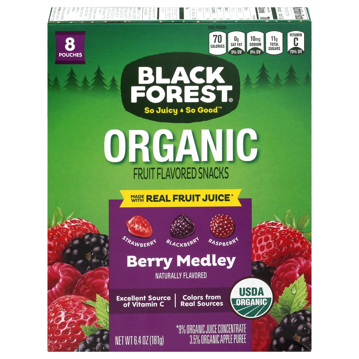 slide 1 of 3, Black Forest Organic Berry Medley Fruit Flavored Snacks, 6.4 oz