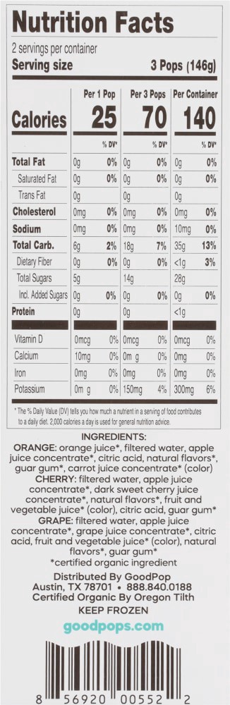 slide 4 of 5, Gdpop Fruit Pops Assrtd 6Pk Org, 9 oz