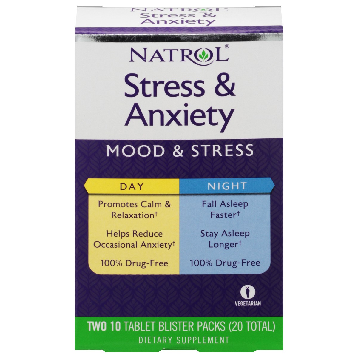 slide 1 of 4, Natrol Tablets Value Size Day/Night Stress & Anxiety Value Size 2 - 10 ea Packs, 2 ct