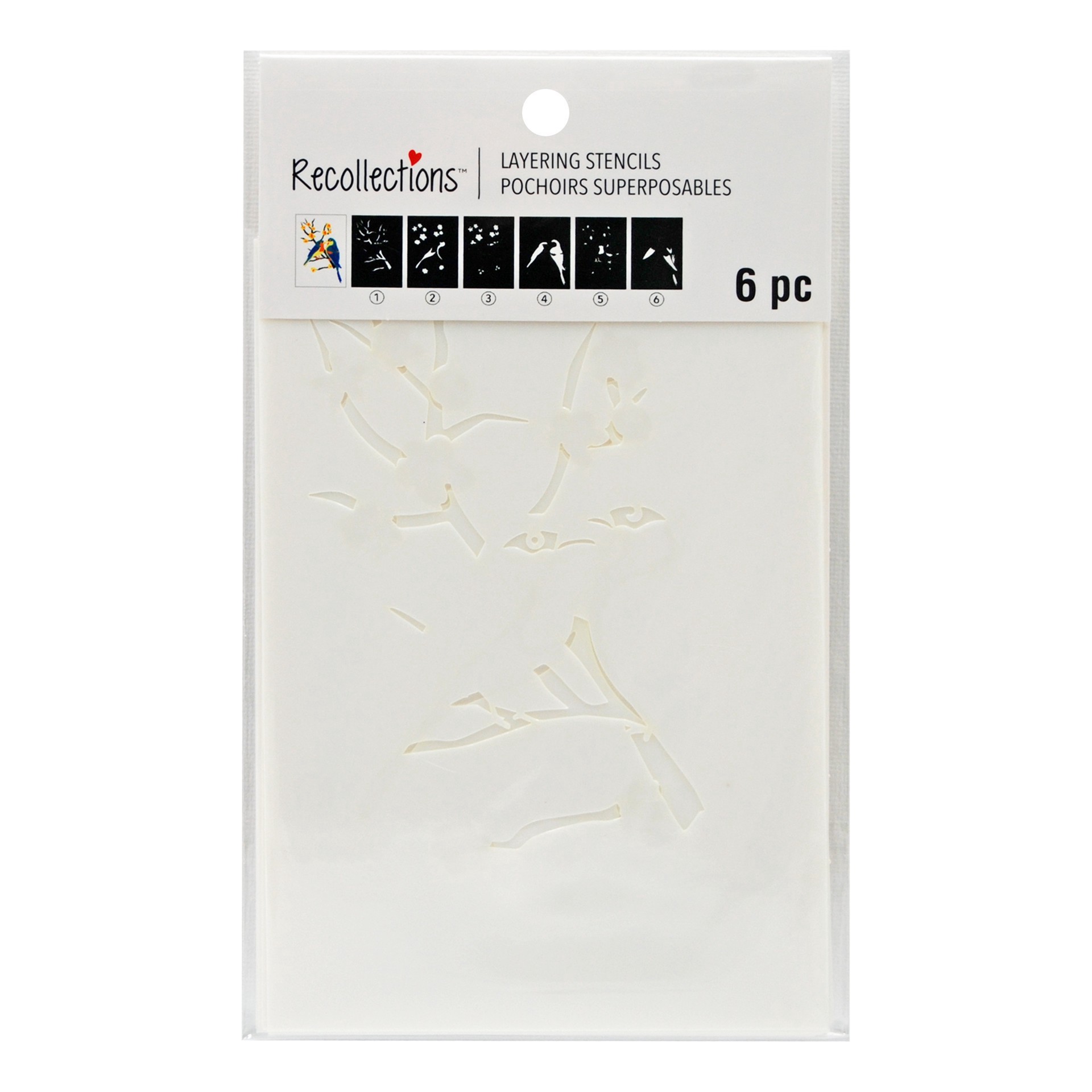 slide 2 of 3, Birds In Tree Layering Stencils By Recollections, 4 in x 6 in