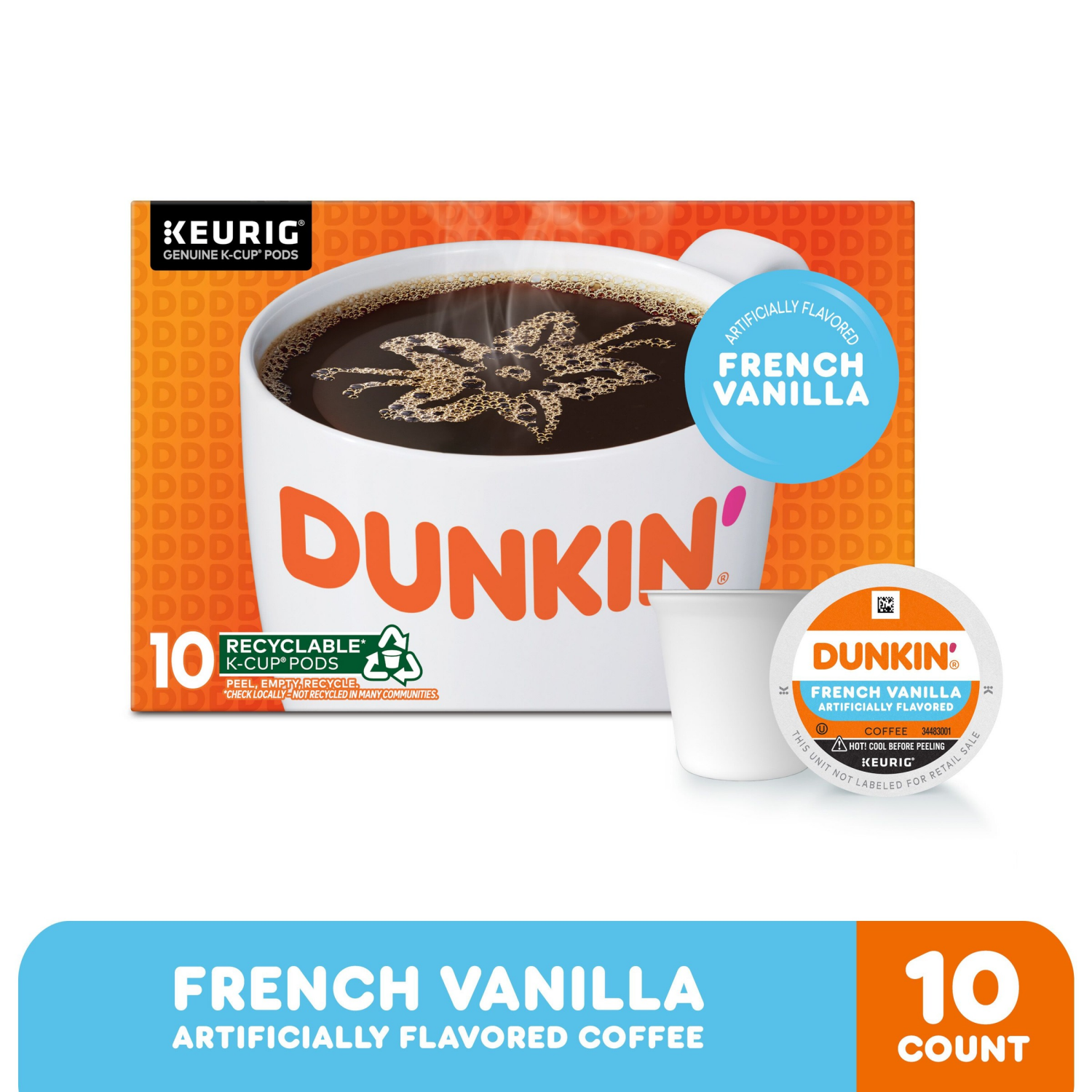 slide 1 of 9, Dunkin' French Vanilla Coffee K-Cups - 10 ct, 10 ct