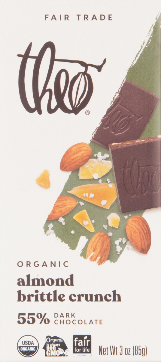 slide 11 of 13, Theo Organic Almond Brittle Crunch Dark Chocolate 3 oz, 3 oz
