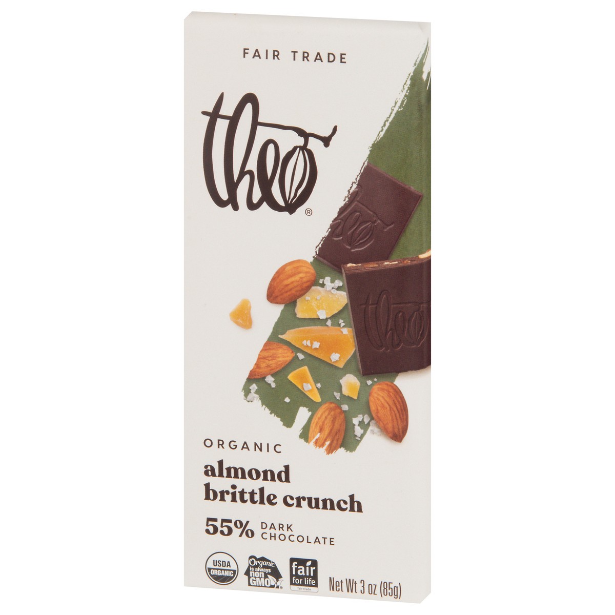 slide 8 of 13, Theo Organic Almond Brittle Crunch Dark Chocolate 3 oz, 3 oz