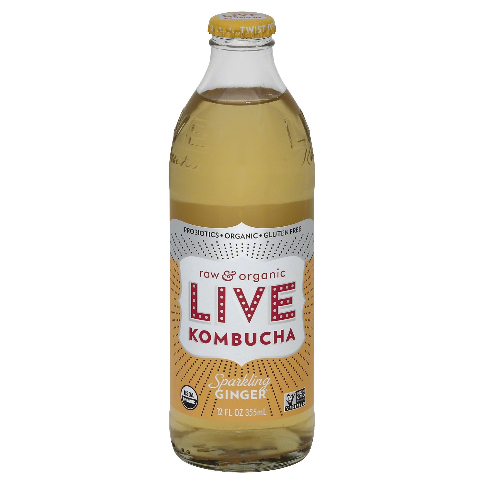 slide 1 of 4, Live Kombucha Sparkling Ginger Soda, 12 fl oz