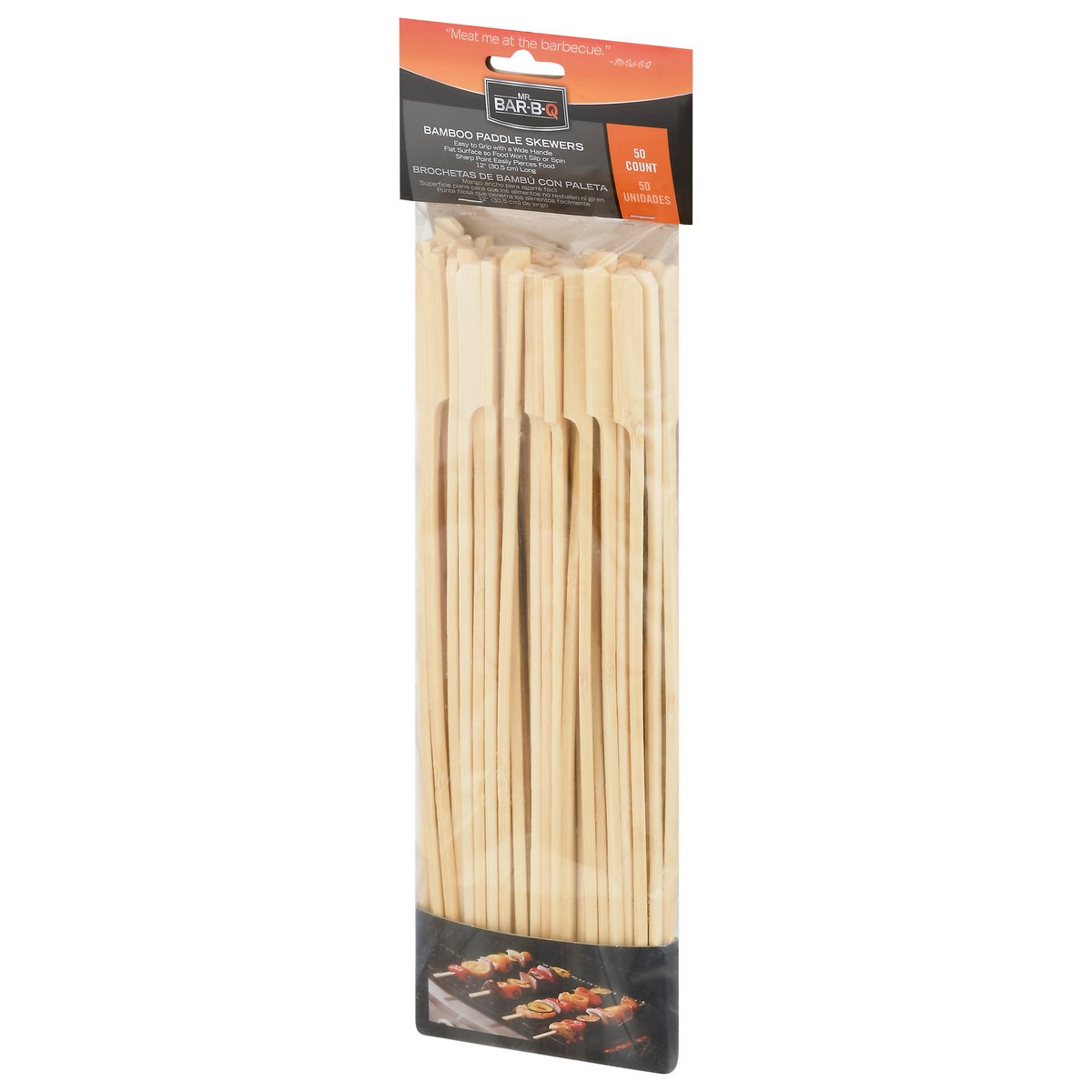 slide 3 of 9, Mr. Bar-B-Q Flat Bamboo Skewers With Handle, 50 ct