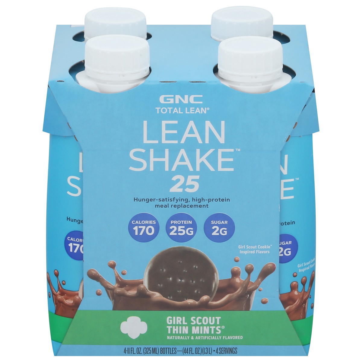 slide 1 of 3, GNC Total Lean Girt Scout Thin Mints Lean Shake 25 4 - 11 fl oz Bottles, 4 ct; 11 fl oz