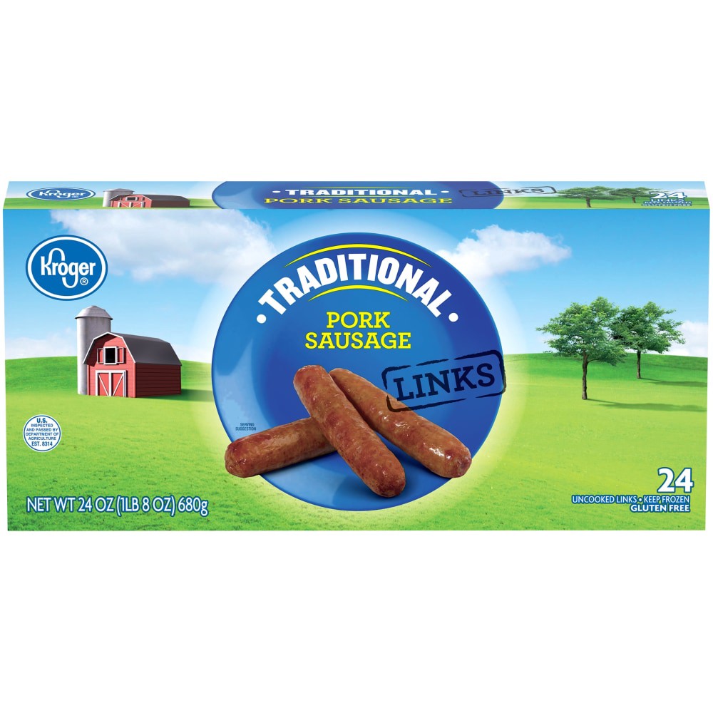 slide 1 of 3, Kroger Gluten Free Traditional Pork Sausage Breakfast Links, 24 oz