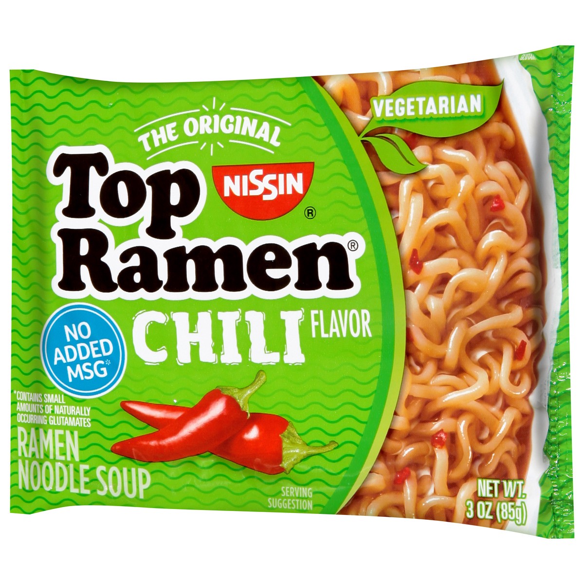 slide 3 of 9, Top Ramen Vegetarian Chili Flavor Ramen Noodle Soup 3 oz, 3 oz