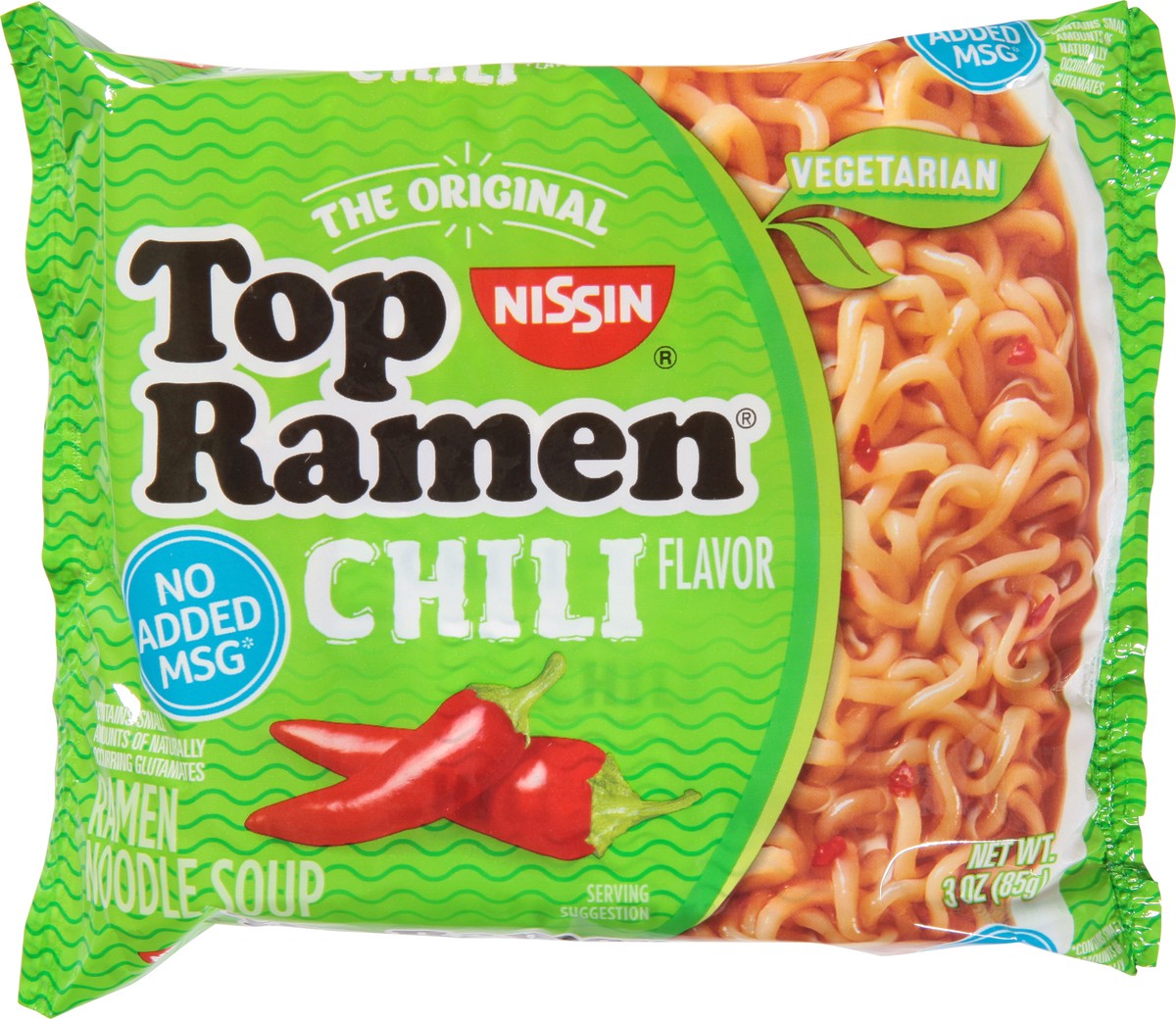 slide 6 of 9, Top Ramen Vegetarian Chili Flavor Ramen Noodle Soup 3 oz, 3 oz