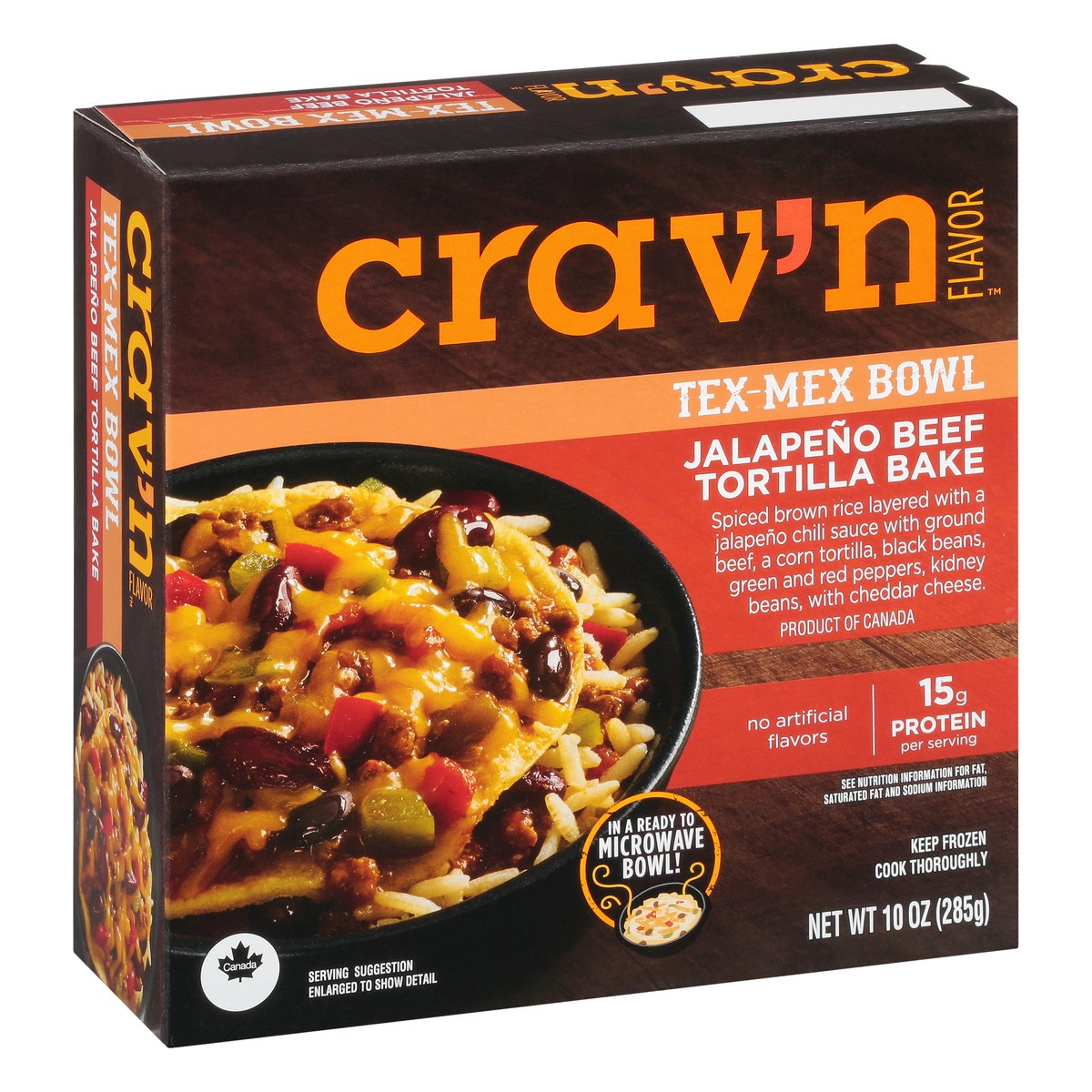 slide 7 of 10, Crav'n Flavor Jalapeno Beef Tortilla Tex-Mex Bowl, 10 oz