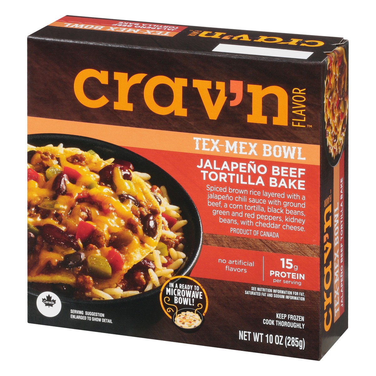 slide 10 of 10, Crav'n Flavor Jalapeno Beef Tortilla Tex-Mex Bowl, 10 oz