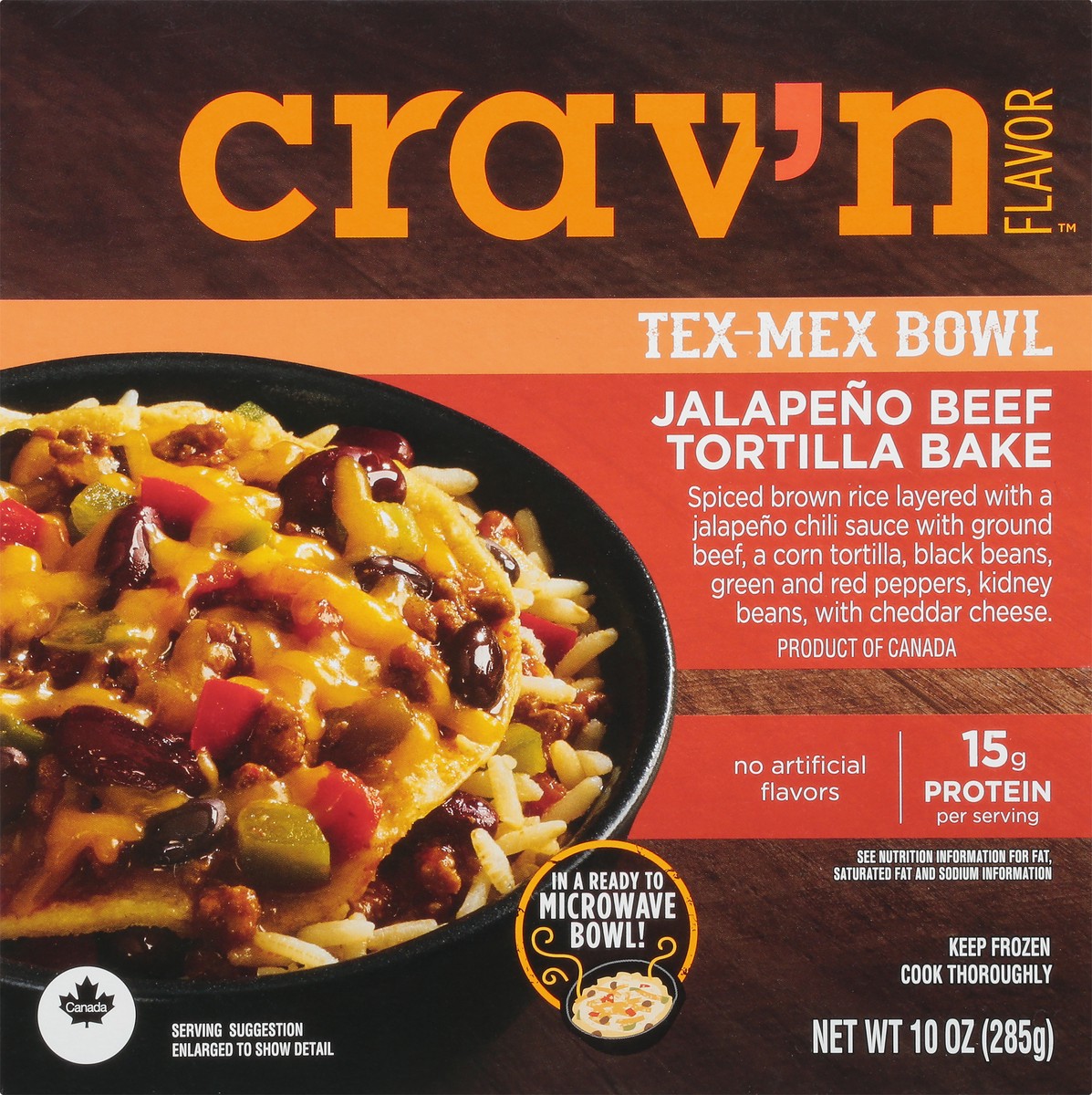 slide 5 of 10, Crav'n Flavor Jalapeno Beef Tortilla Tex-Mex Bowl, 10 oz