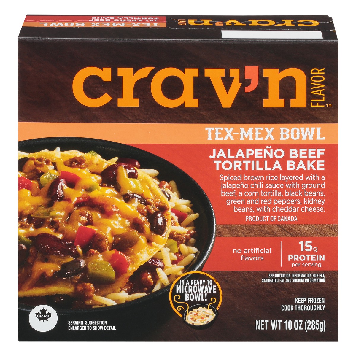 slide 1 of 10, Crav'n Flavor Jalapeno Beef Tortilla Tex-Mex Bowl, 10 oz