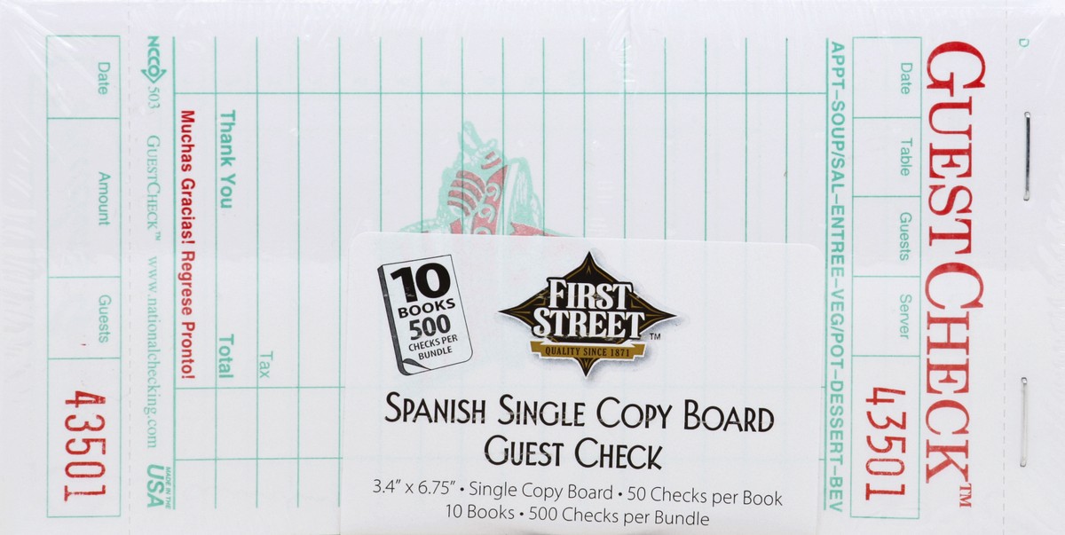 slide 5 of 6, First Street 503 Guest Checks, 10 ct