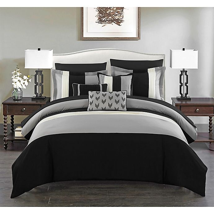 slide 2 of 8, Chic Home Rashi Queen Comforter Set - Black, 10 ct