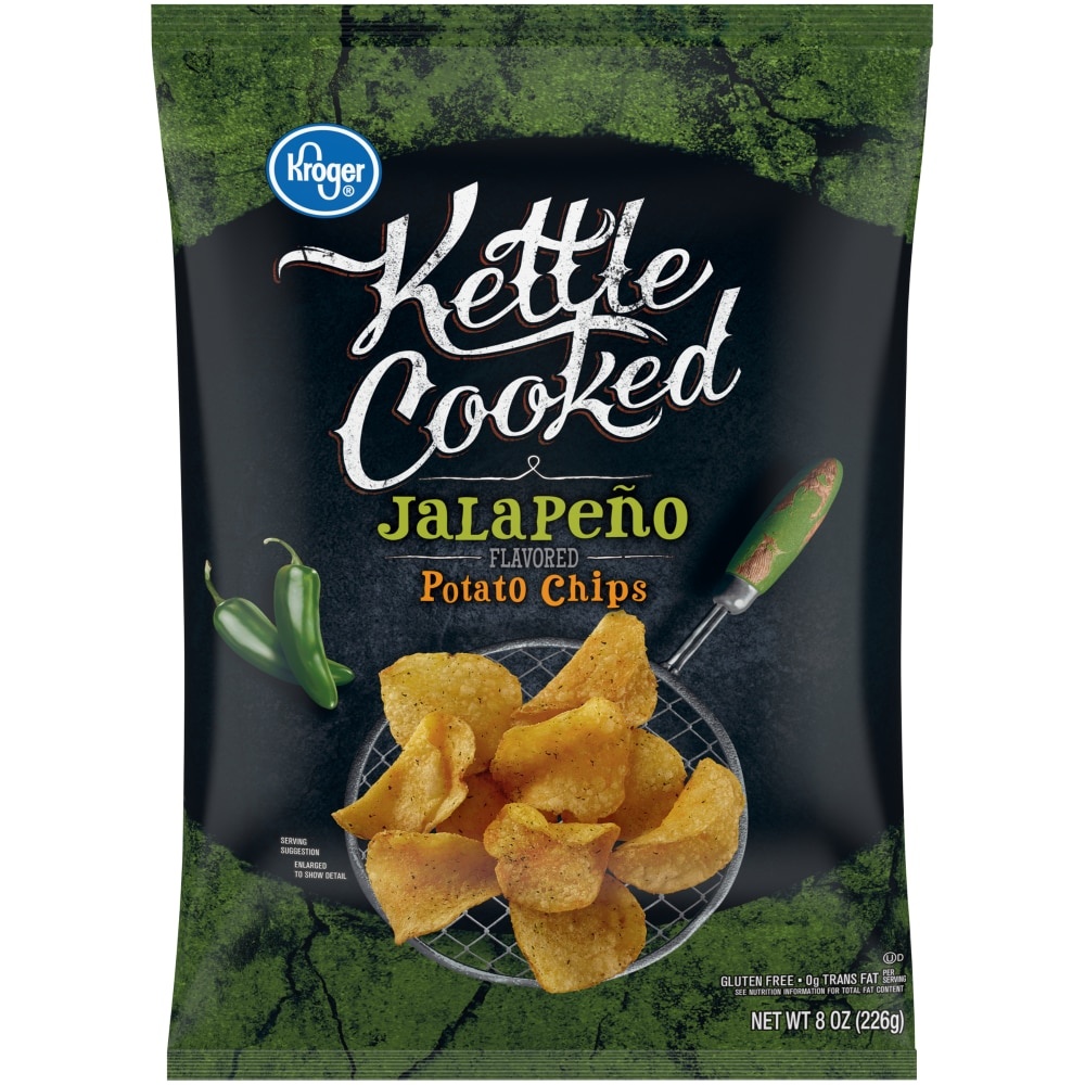 slide 1 of 1, Kroger Kettle Cooked Jalapeno Flavored Potato Chips, 8 oz