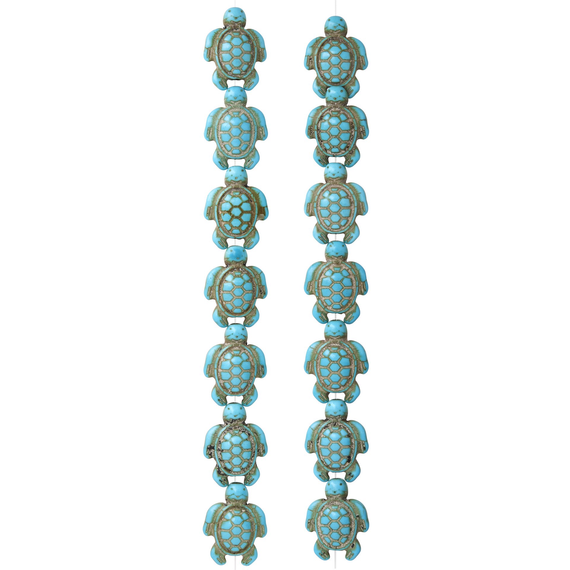 slide 2 of 3, Turquoise Dyed Reconstituted Stone Turtle Beads, 18mm By Bead Landing, 18mm