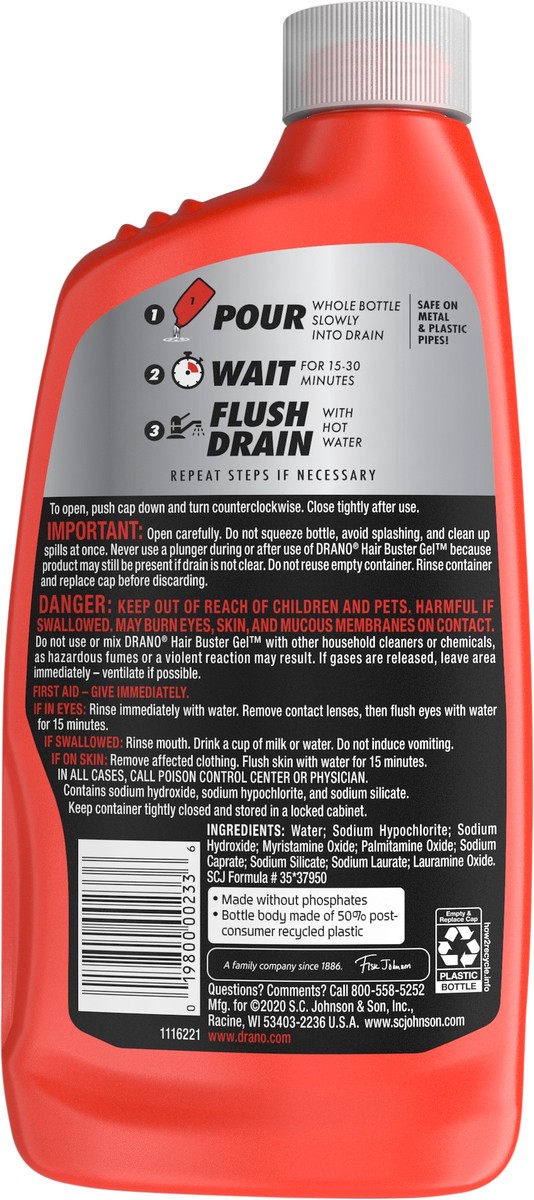 slide 3 of 3, Drano Hair Buster Gel Clog Remover 16 fl oz, 16 fl oz