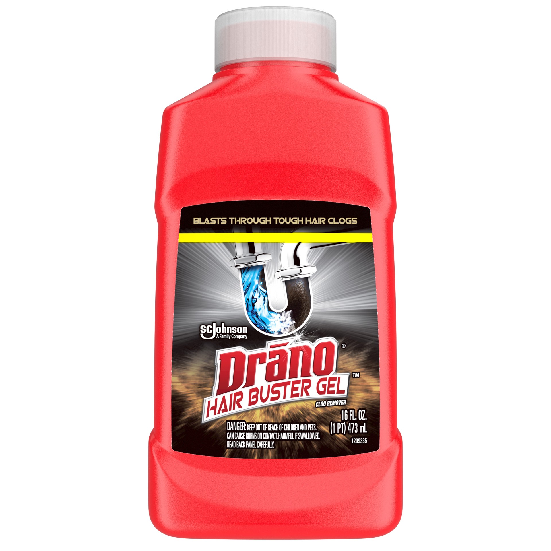 slide 1 of 3, Drano Hair Buster Gel, Bathroom Drain Clog Remover Dissolves Hair on Contact, 16 oz, 16 oz