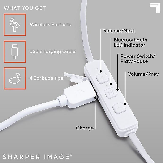 slide 4 of 10, Sharper Image The Sound Of Unity Wireless Earbuds - White, 1 ct