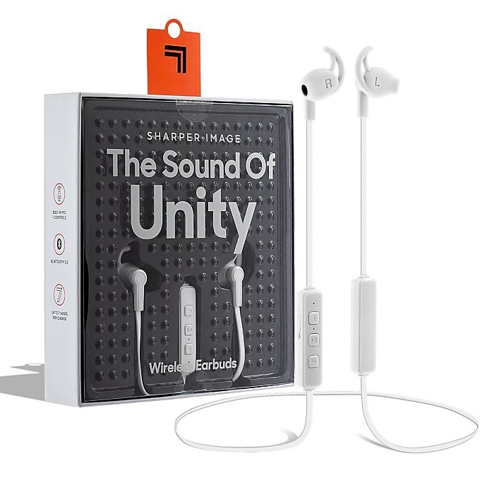 slide 1 of 10, Sharper Image The Sound Of Unity Wireless Earbuds - White, 1 ct