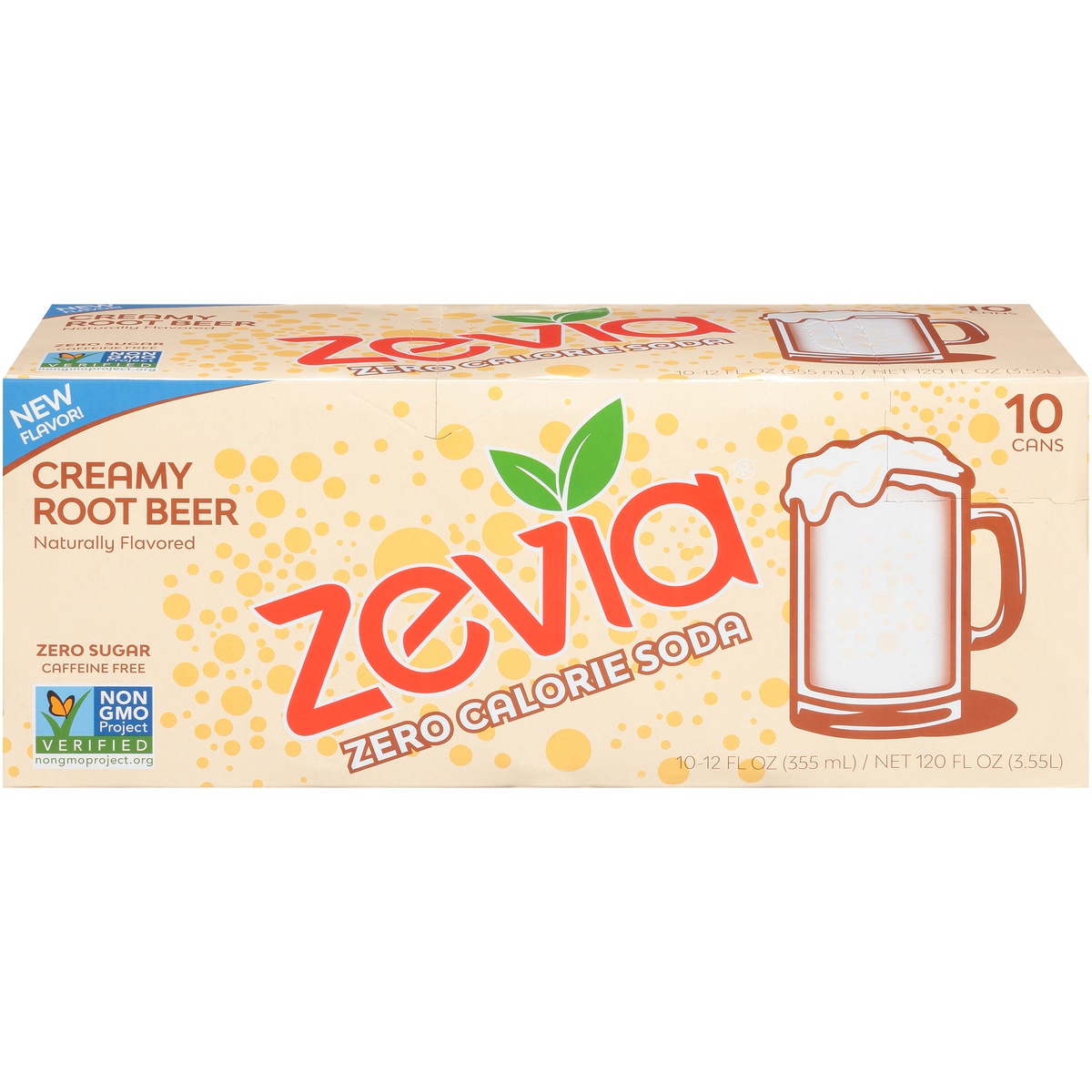 slide 1 of 1, Zevia Zero Calorie Creamy Root Beer Soda, 12 fl oz