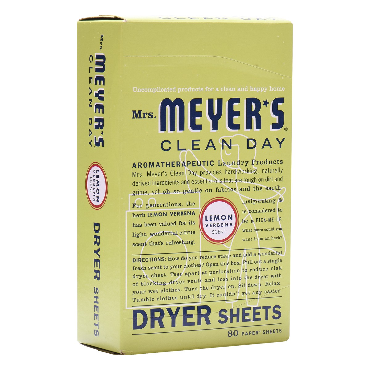 slide 3 of 5, Mrs. Meyer's Clean Day Lemon Verbena Scent Dryer Sheets 80 ea, 80 ct