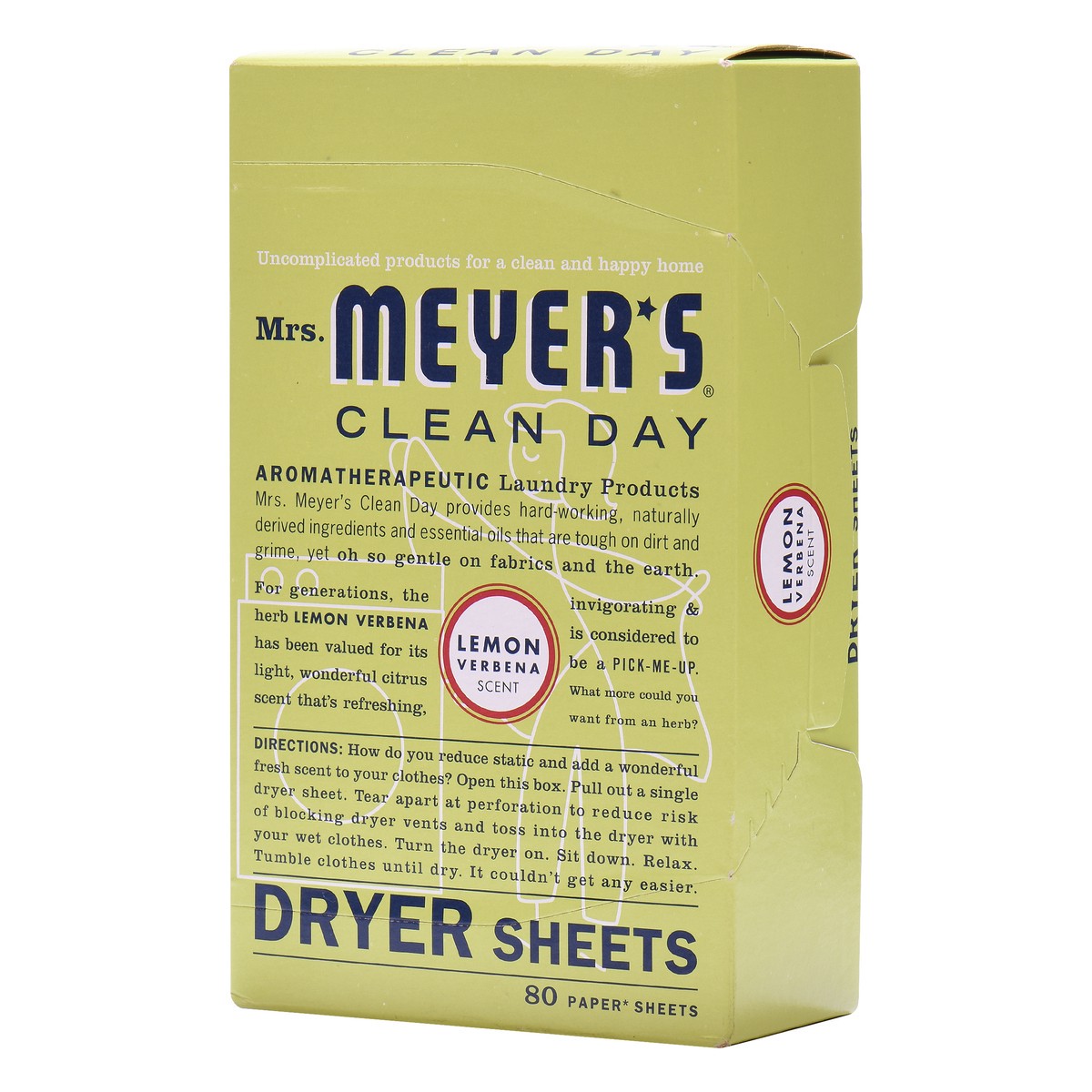 slide 4 of 5, Mrs. Meyer's Clean Day Lemon Verbena Scent Dryer Sheets 80 ea, 80 ct