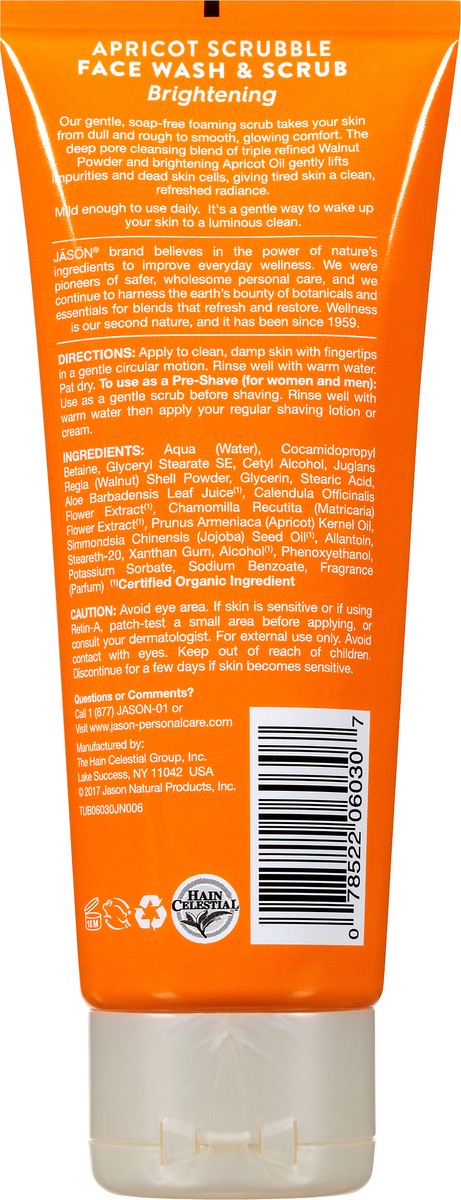 slide 2 of 11, Jason Brightening Apricot Scrubble Face Wash & Scrub 113 g, 113 g