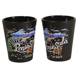 Penrod/Hiawatha Shot Glass Ceramic Upper Peninsula Chalk Art