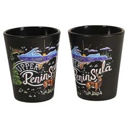 Penrod/Hiawatha Shot Glass Ceramic Upper Peninsula Chalk Art